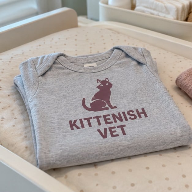 Customer photo of a custom folded onesie